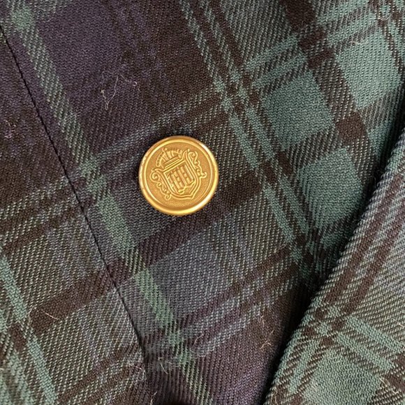 Vintage Rafaella Women’s 80s Preppy Green Black Checkered Plaid Blazer - Picture 3 of 4